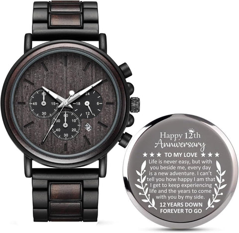 Igiftu 12 Years Anniversary for Men Gifts,12th Twelveth Wedding Anniversary Keepsake for Husband,Silk Anniversary Marriage Presents for Him Igiftu