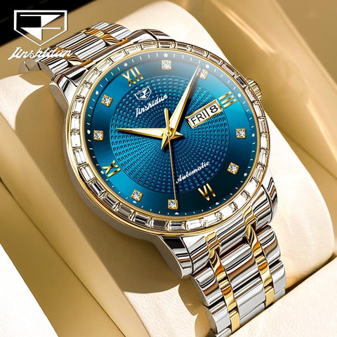 OLEVS Automatic Men's Watch Self-Winding Silver Gold Mechanical Business Luxury Formal Watch Stainless Steel Waterproof Luminous Date OLEVS