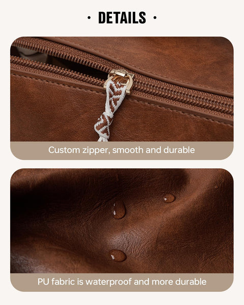 EACHY Travel Makeup Bag,Large Capacity Cosmetic Bags for Women,Waterproof Portable Pouch Open Flat Toiletry Bag Make up Organizer with Divider and Handle (I-Brown, Medium) EACHY