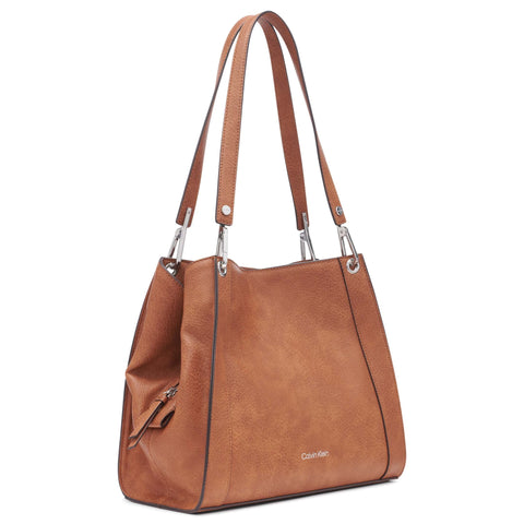 Calvin Klein Reyna Novelty Triple Compartment Shoulder Bag, Caramel Mix,One Size Calvin Klein