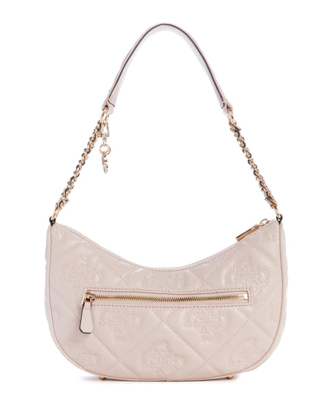 GUESS Marieke Top Zip Shoulder Bag, Light Beige Logo GUESS