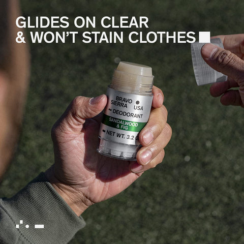 Aluminum-Free Deodorant for Men by Bravo Sierra, 1-Pack - Contains Natural Ingredients – Long Lasting All-Day Odor and Sweat Protection -Sandalwood and Fig, 3.2 oz - Paraben-Free, Vegan & Cruelty-Free