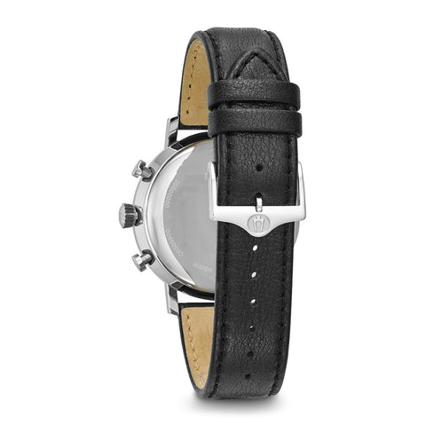 Bulova Men's Classic Aerojet Stainless Steel 6-Hand Chronograph Watch with Black Leather Strap, 41mm Style: 96B262 Bulova