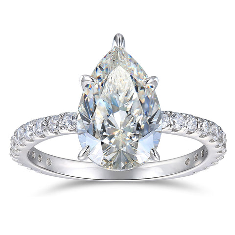 HAFEEZ CENTER 14K Solid Gold 4ct Pear Cut Moissanite Engagement Rings for Women (8) HAFEEZ CENTER