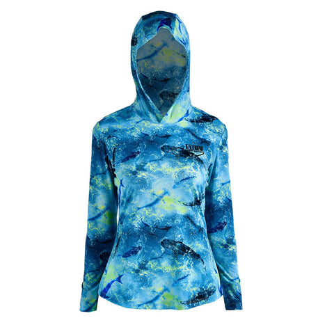 Stafu Pro Series Sirena Women's UV Hoodie | Lightweight Breathable Rash Guard Shirt with Curved Waist & Extended Hem