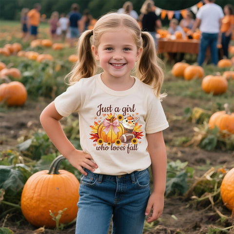 Just A Girl Who Loves Fall Shirts Girl Pumpkin Spice Autumn Trendy Thankful T-Shirt 9T 10T