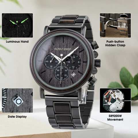 2win Engraved Wooden Watch for Boyfriend My Man Fiancé Husband Customized Personalized Wood Watches for Men Birthday Anniversary Personalized Watch (C-My Husband) 2win