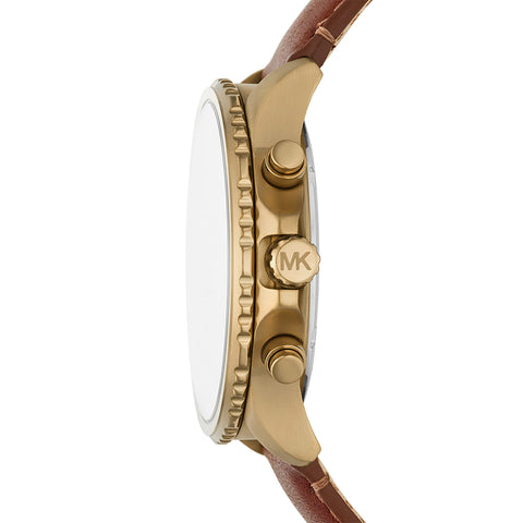 Michael Kors Men's CORTLANDT Stainless Steel Quartz Watch with Leather Strap, Brown, 22 (Model: MK8906) Michael Kors