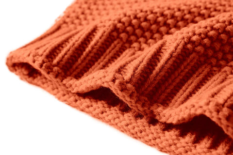 Imily Bela Girls Turtleneck Sweaters Kids Batwing Sleeve Knit Clothes Chunky Pullover Jumper A-Orange