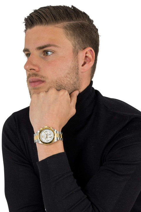 Invicta Men's Speedway 39.5mm Steel and Gold Tone Stainless Steel Chronograph Quartz Watch, Two Tone/White (Model: 9212) Invicta