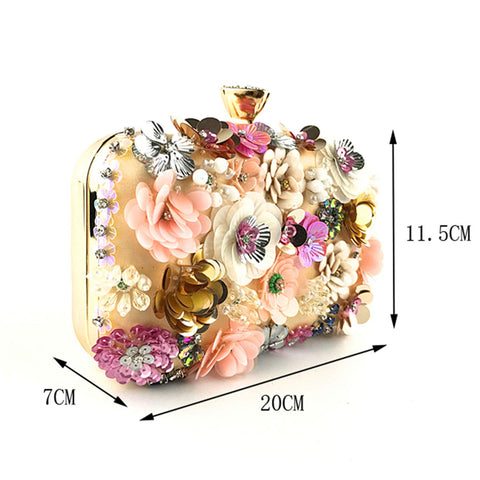 Lanpet Women Clutches Flower Evening Handbag Chain Strap Shoulder Bag Gold Lanpet