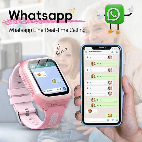 Wonlex 4G GPS Smartwatch for Kids, 1.78" AMOLED Touchscreen Phone Watch with SIM Card, Video Calls, Voice Chat, SOS, Camera, Music, Pedometer, Game, Birthday Gift for Girls Boys Ages 8-15(Pink)