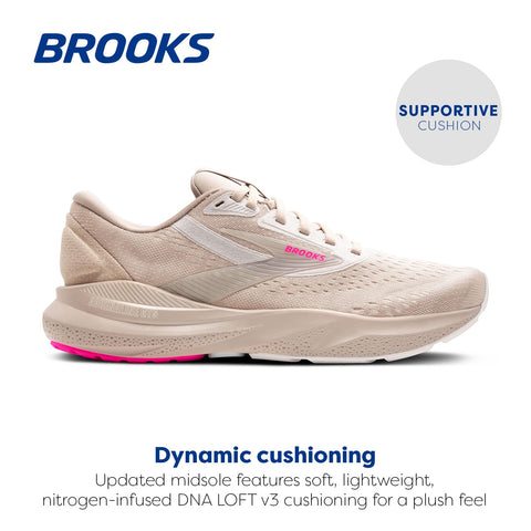 Brooks Women’s Adrenaline GTS 24 Supportive Running Shoe - Chateau Grey/Coconut/Pink - 7 Medium