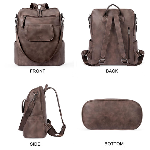 CLUCI Leather Backpack for Women, Large Fashion Convertible Anti-theft, Travel Backpack Purses CLUCI