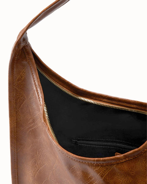 NEWBELLA Hobo Purse, PU Leather Shoulder Bag, Tote Handbag for Work and Travel (Brown)