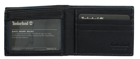 Timberland Men's Wellington Leather Rfid Bifold Commuter Security Wallet, Black, One Size