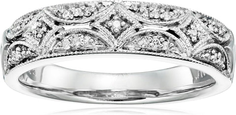 Amazon Essentials Sterling Silver Diamond Accent Band Ring, Size 6 (previously Amazon Collection) Amazon Essentials