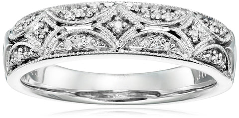 Amazon Essentials Sterling Silver Diamond Accent Band Ring, Size 6 (previously Amazon Collection) Amazon Essentials
