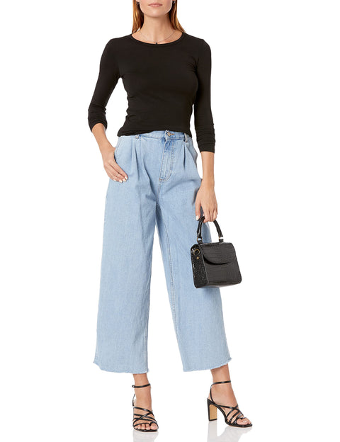 The Drop Women's Hannah Long-sleeve Crew Neck Fitted T-shirt, Black, XL