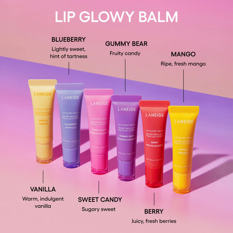 LANEIGE Mini Lip Glowy Balm Set: Keeps Lips Hydrated, Glossy, and Moisturized with Nourishing Shea and Murumuru Butters LANEIGE