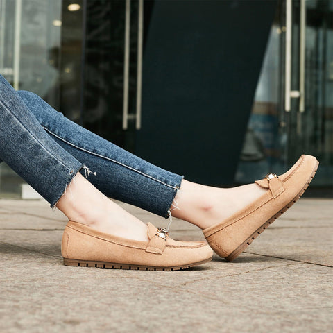 Cvistpieo Loafers for Women Business Casual Shoes Comfortable & Lightweight Penny Loafers Slip On Work Flats Suede Beige Size 8