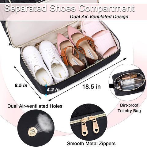 Weitars Gym Bag For Women,Travel Duffel Bag Weekender Bag,Sport Bag With Shoes Compartment And Wet Pocket,Large Carry On Bag Overnight Hospital Bag For Women Travel,Gym,Shopping (Black) Weitars