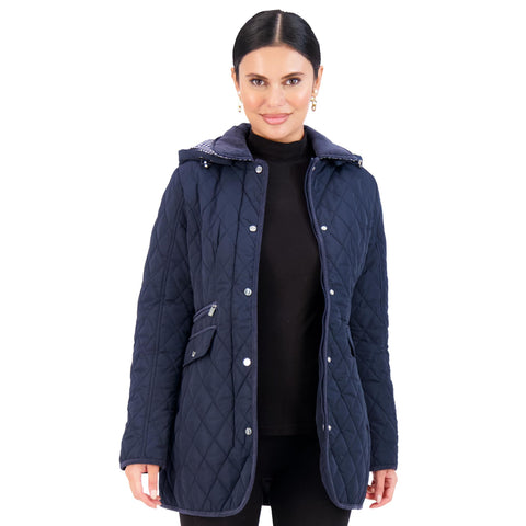 Jones NY Mid-Length Womens Quilted Jacket with Pockets - Winter Coats for Women, Jones New York