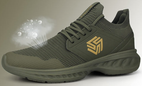 Giniros Mens Slip On Walking Shoes Non Slip Running Shoes Breathable Workout Shoes Lightweight Gym Sneakers Army Green Size 7