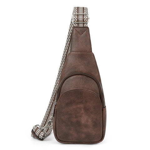 CLUCI Small Sling Bag for Women Crossbody, Faux Leather Trendy Waist Packs with Guitar Strap, Women's Fanny Packs CLUCI