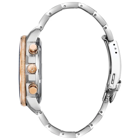 Bulova Men's Marine Star Series C Two-Tone Rose Gold Stainless Steel 6-Hand Chronograph Quartz Watch, Blue Dial Style: 98B301 Bulova
