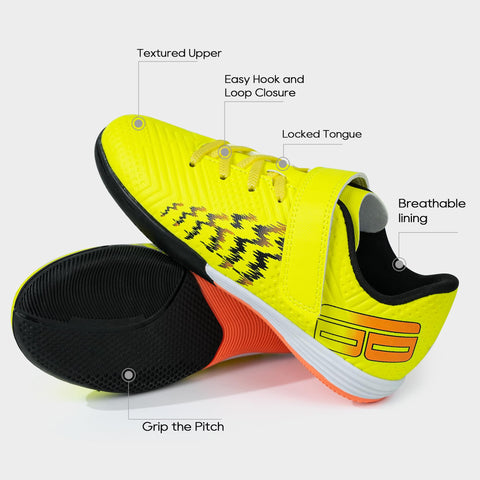 brooman Kids Futsal Indoor Soccer Shoes Boys Girls Soccer Sneakers (3,Lime)