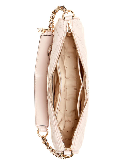 GUESS Marieke Top Zip Shoulder Bag, Light Beige Logo GUESS