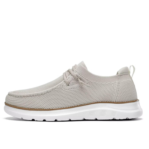 Mens Boat Loafers Slip-on Casual Mesh Walking Shoes Business Oxfords Sneakers Work Lightweight Comfortable Soft Sole Beige