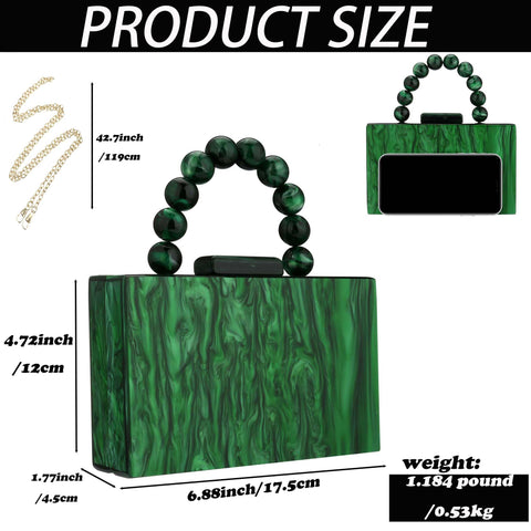 Buric Women Acrylic Clutch Purse Leopard Print Evening Bag Chain Formal Handbag Party Bridal Wedding Clutch Purse for Women (Green) Buric