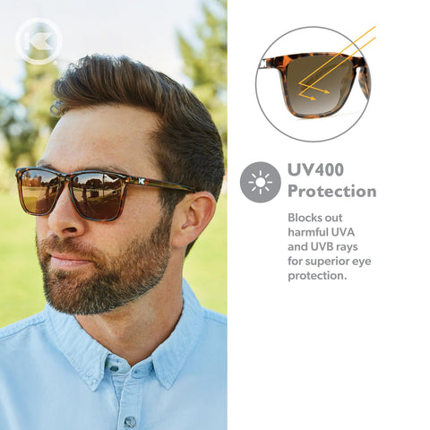 Knockaround Fast Lanes Polarized Sunglasses for Men & Women - Impact Resistant Lenses & Full UV400 Protection, Glossy Tortoise Shell Frames/Brown Lenses