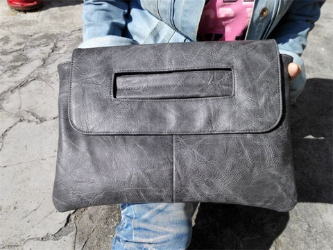 NIGEDU Women Handbags PU Leather Female Clutch Handbag Messenger Bag Large Solid High Capacity (Black) NIGEDU