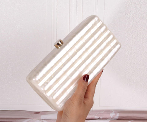 NUSTTAL Women Acrylic Clutch Purse Marbled Evening Shoulder Bag for Wedding Cocktail Party Prom (Ivory) NUSTTAL