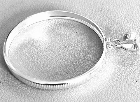 Sterling Silver Coin Bezel Frame Mount Pendant for $1 Peace Morgan Eisenhower Silver Dollar