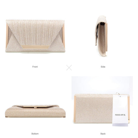clutches for women evening bag purses and handbags evening clutch purs Silver clutch purses for women wedding(Champagne) Mihawk