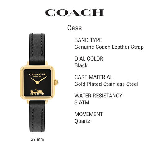 Coach Cass Women's Watch | Polished and Contemporary Elegance | Fashionable Timepiece for Everyday Wear | Water Resistant (Model 14504225) Coach