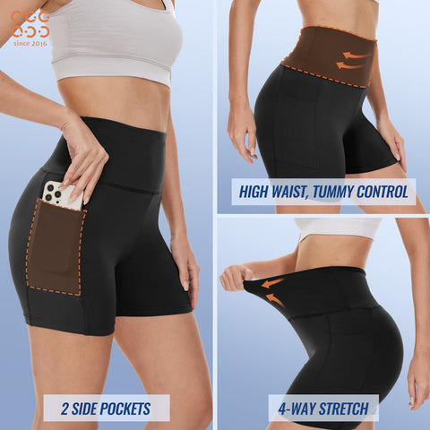 QGGQDD 3 Pack High Waisted Biker Shorts for Women – 3"/ 5"/ 8" Black Workout Yoga Compression Tummy Control Shorts for Running Clothing QGGQDD