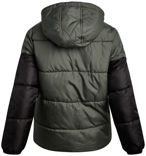 iXtreme Boys Puffer Jacket - Wind & Water Resistant Soft Fleece Lined Warm Winter Jacket for Boys with Winter Hat, Size 18, Olive Green