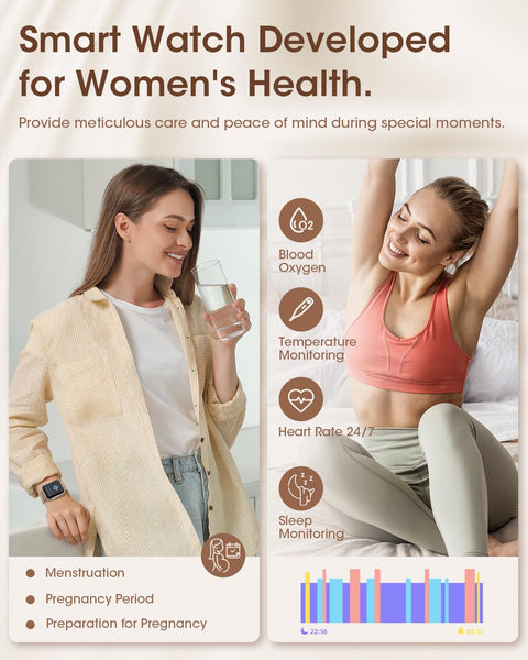Smart Watches for Women, 1.91" HD Fitness Tracker Watch with Blood Pressure/Heart Rate Monitor, Bluetooth 5.3 Make Calls Smart Watch for Android/iOS Phones, IP68 Waterproof Fitness Watch for Women Banlvs