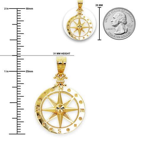 Charm America - Gold Compass Charm - 10 Karat Solid Gold