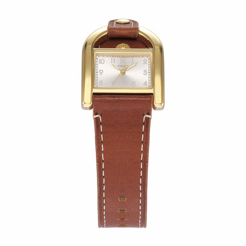 Fossil Women's Harwell Quartz Stainless Steel and Eco Leather Three-Hand Watch, Color: Gold, Brown (Model: ES5264) Fossil