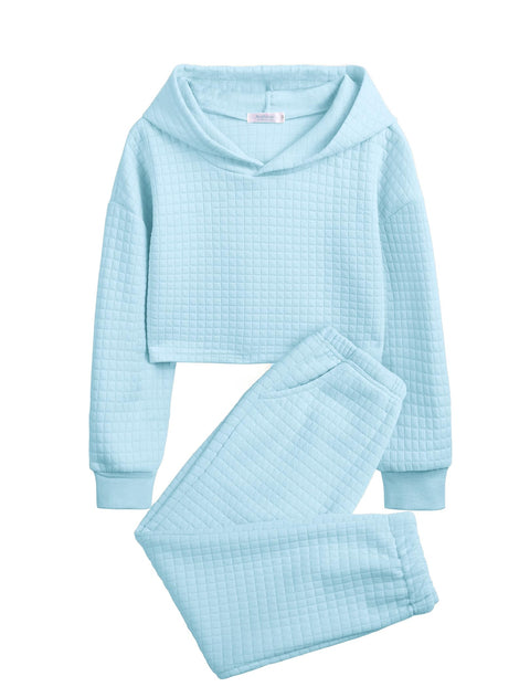 Arshiner Girls 2 Piece Pullover Hooded Sweatshirt and Sweatpants Clothing Sets Long Sleeve Athletic Outfit Tracksuits 7-8 Y