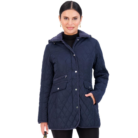 Jones NY Mid-Length Womens Quilted Jacket with Pockets - Winter Coats for Women, Jones New York