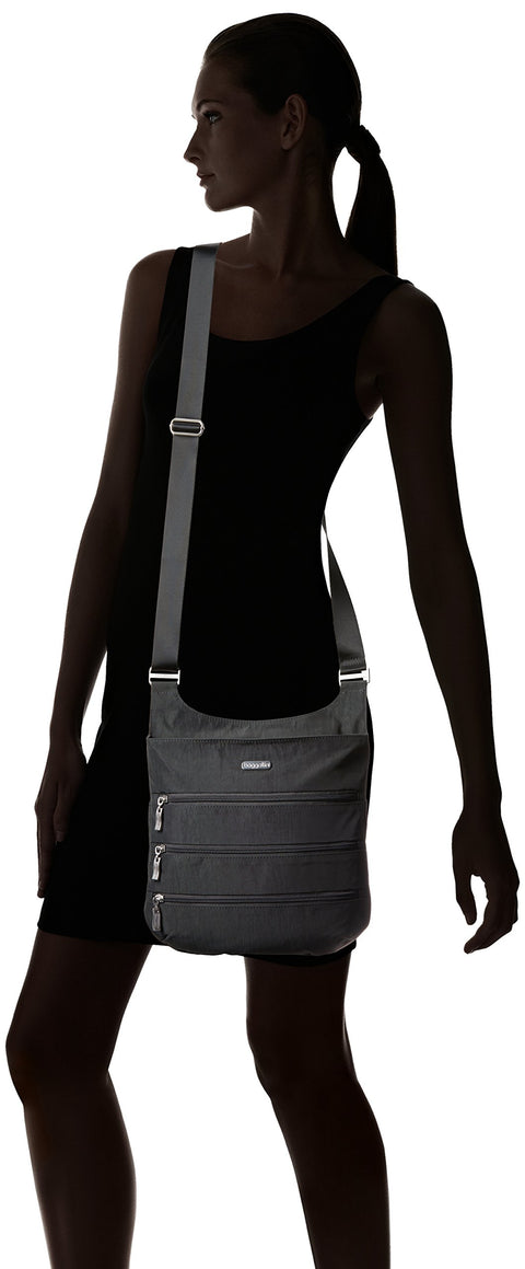 Baggallini unisex adult Big Zipper Travel Crossbody cross body handbags, Gray, One Size US Baggallini