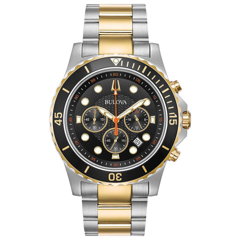 Bulova Men's Classic Sport 6-Hand Chronograph Quartz Watch, Calendar Date, Luminous Hands and Markers, 100M Water Resistant, 44mm Bulova