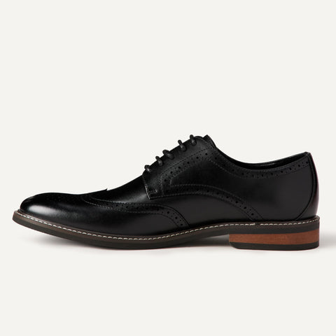 Amazon Essentials Men's Wingtip Derby Dress Shoes, Black, 11.5